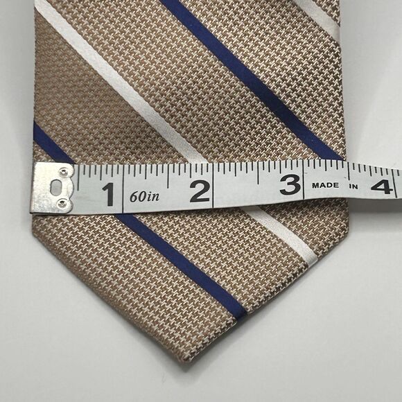 Jos. A. Bank Signature Collection Tie 100% Silk Hand Made Beige 60x3.5 W/Stripes - Picture 7 of 7